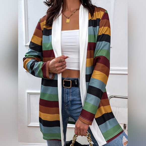 Color Wave Open Front Cardigan - Matcha - Picture 3 of 5